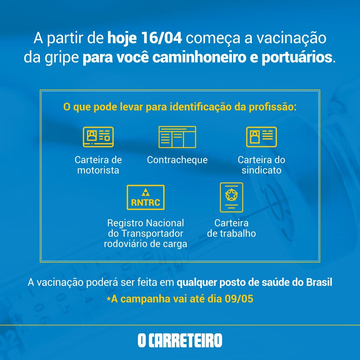 Vacinação para caminhoneiro já está disponível vacina caminhoneiro